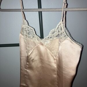 Elegant Lace Trim Satin Slip Top